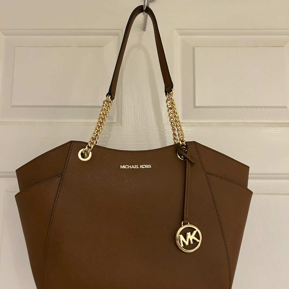 Michael Kors Chocolate Brown Tote with Gold Accents